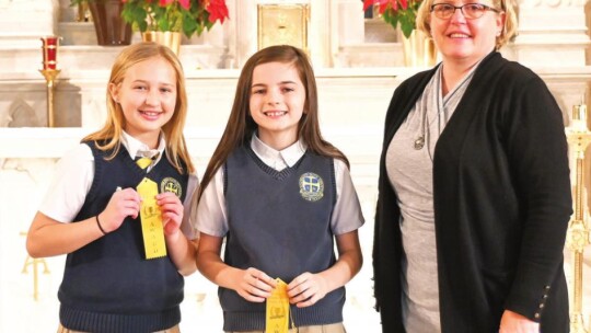 St. Mary’s Catholic School fifth grade students in Taylor celebrate being named to the honor roll for the second quarter of the 2021-22 school year.