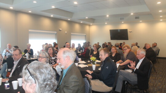 People listen to Mayor Brandt Rydell during his State of the City address during the Greater Taylor Chamber of Commerce monthly luncheon at Holiday Inn Express in Taylor Feb. 28. Photos by Fernando Castro