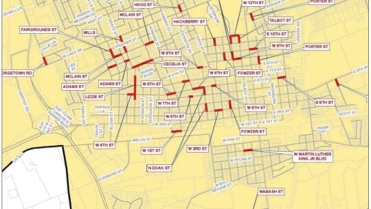 Here’s a map of streets in Taylor’s 2021-22 level-up program, marked in red. Courtesy graphic / City of Taylor