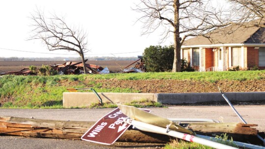 Down power lines and street signs fell prey to the tornado that hit near Granger this past Monday, March 21. Photos by Matt Hooks