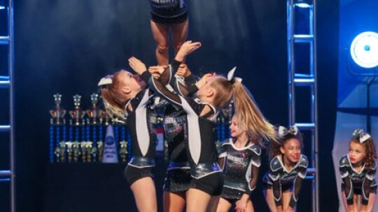 The Cheer Skillz team performs one of its award-winning routines at national competition in San Antonio. Courtesy photo