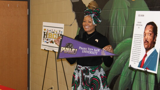 Shontavia Hornsby shared information with students about historically black colleges and universities. Photos by Tim Crow