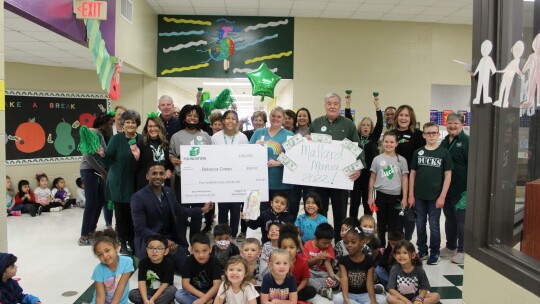 The Taylor Educational Enrichment Foundation awards a grant for $590 to fund T.H. Johnson Elementary school prekindergarten teacher Rebecca Cohan’s project, “Explore, See, Science and Me!” Photo by Misty Houston