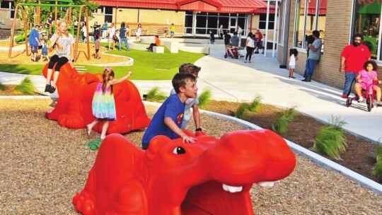 Children play on the playground at Hutto Elementary School April 29.