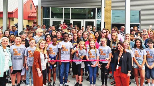 Hutto ISD staff and local residents celebrate upgrades to Hutto Elementary School during a ribbon cutting April 29.