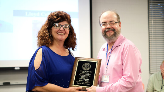 Lloyd Collier was named Distinguished Educator of the Year at Legacy Early College High School by this year’s Rotary Scholars May 2 in Taylor.Photo by Richard Stone