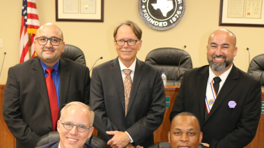 The Taylor City Council remains unchanged. Council members are (front row, from left) Mayor Brandt Rydell and Mayor Pro Tem Gerald Anderson. (Back row, from left) Dwayne Ariola, Mitch Drummond and Robert Garcia. Photos by Jason Hennington