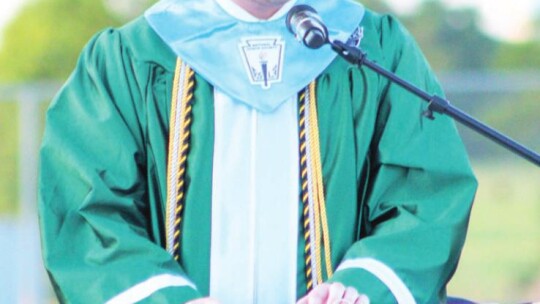 Taylor valedictorian Trey Boles reminded his classmates that ‘Once a Duck Always a Duck’ and that they would always have a home to come back to. Photo by Matt Hooks