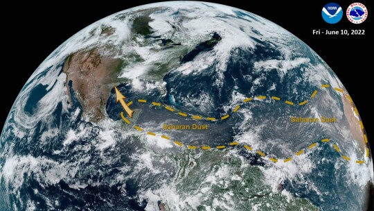 Here is the National Weather Service's track of dust from the Sahara Desert as of Friday, June 10. Twitter / NWS Austin/San Antonio