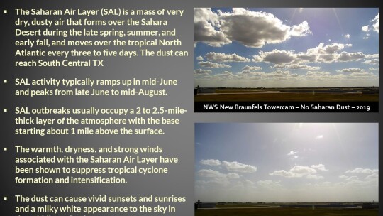 Here is the National Weather Service Austin/San Antonio Office's explanation of the Sahara Desert dust layer. Twitter / NWS Austin/San Antonio