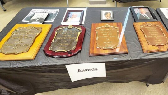 Plaques recognizing the four African American Citizen of the Year recipients was part of a Juneteenth display last weekend. Courtesy photo