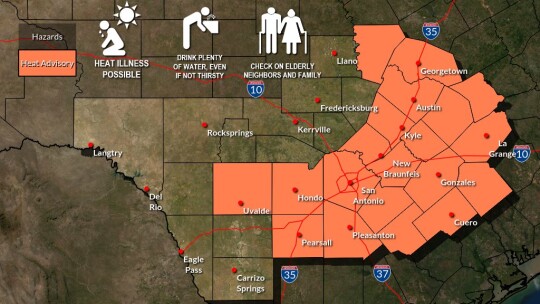 Here is the Heat Advisory for July 8 per the National Weather Service. Twitter / NWS Austin/San Antonio