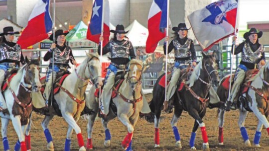 LEFT: The Lone Star Cowgirls kicked off the 72nd annual Taylor rodeo welcoming all of those in attendance to the event with their impressive skills on horseback. Photos by Matt Hooks