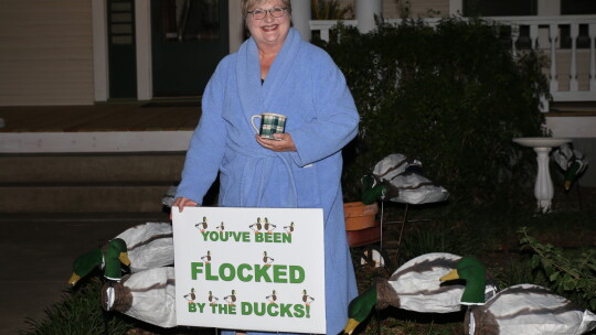 Taylor Duck Anita Volek enjoys being the first to get “flocked” in a fundraiser to support Taylor athletics in 2017. A longtime supporter of the local schools, Volek will now lead the TEE Foundation and the effort to raise money to award grants to teachers for creative and innovative class...