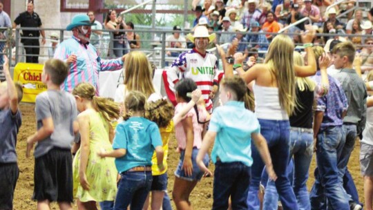 The rodeo featured entertainment for all ages with kids in the arena with the bullfighters on Saturday, July 16.