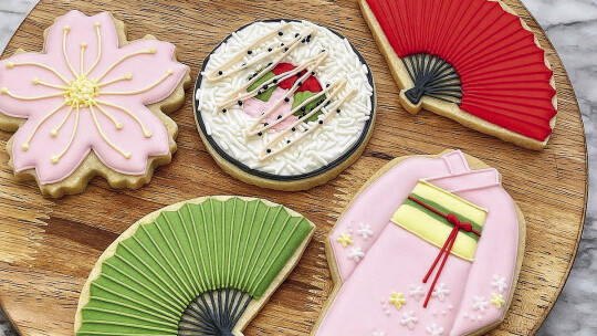 Japanese-themed cookies for a birthday party