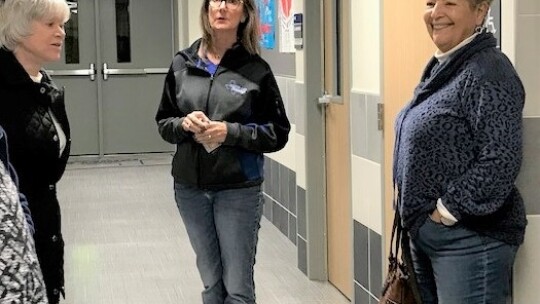 Coupland ISD Superintendent Tammy Brinkman shows Coupland Civic Organization board members Judy Downing and Becky Sutton through the school. Brinkman will speak at the special Oct. 10 meeting about the needs of the school and the upcoming bond election. Photo by Susan Garry