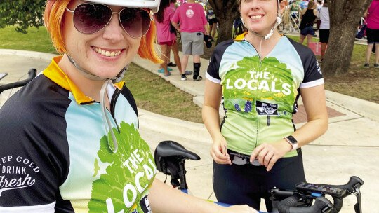 Lorelai Allrich and Trisha Lewis prepare to ride with 400 others in the annual Mamma Jamma Ride in Taylor.