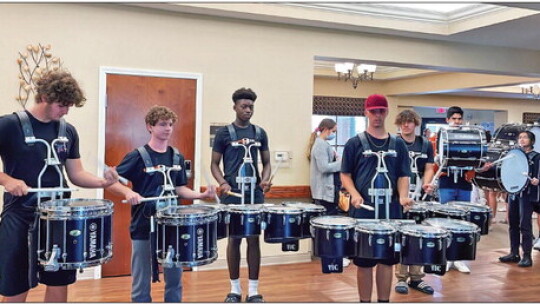 The Hutto ISD drumline played to entertain the residents of Falcon Ridge Rehabilitation in Hutto during homecoming week.