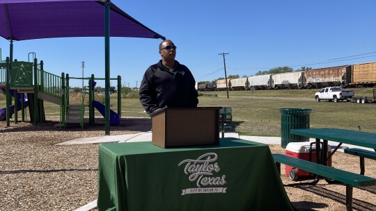 District 1 Councilman Gerald Anderson speaks at the ribbon cutting ceremony Oct. 26 for Doak Park. Photo by Nicole Lessin