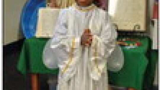 Bamlak Assefa, a PK3 student at St. Mary’s did his presentation on St. Gabriel the Archangel.