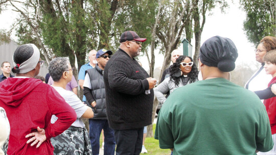 March chair Shorty Mitchell addresses the crowd prior to lineup. Photo by Nicole Lessin