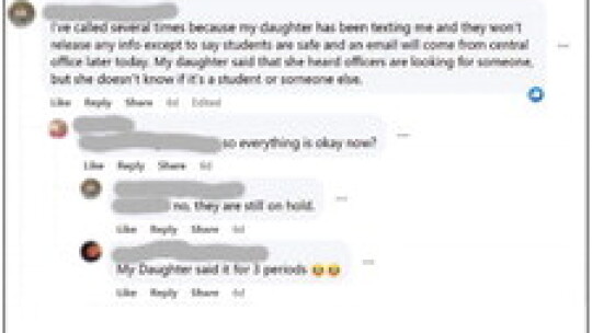 Parents take to Facebook to wonder about their kids’ safety during a school “on hold” protocol while police investigated a possible threat. Edie Zuvanic