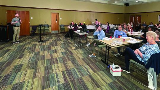 City Manager Brian LaBorde presents to the 2023 LEAD Taylor class about the role of the city manager during the first class on Jan. 19 at the Taylor Public Library. Courtesy photos