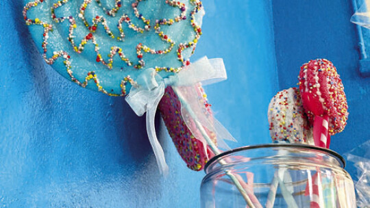 Giant lollipops are displayed at the ice cream and candy store. Photo by Nicole Lessin