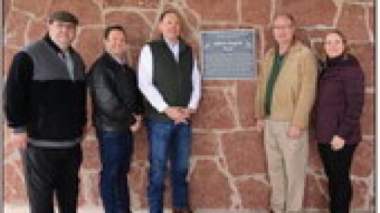 City council members Dan Thornton, Randal Clark, mayor Mike Snyder, mayor pro tem Peter Gordon, Amberley Kolar attend the unveiling of the new park name ceremony.