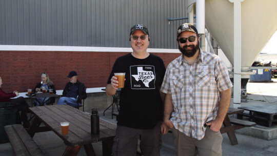 (From left) Tim Duncan with Texas Beer Company Co-founder JD Gins. Photo by Nicole Lessin