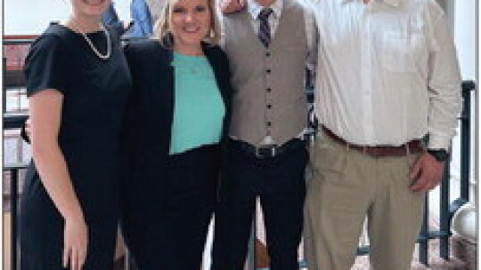 (From left) Alex Harwell, Jeni Neatherlin, Nate Tucker and Cody Klaus take a break to pose during their big day testifying at the State Capitol.