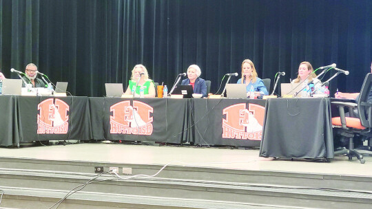 Board members consider teacher stipends during May 11 meeting at Benjamin Doc Kerley Elementary School. Photo by Edie Zuvanich