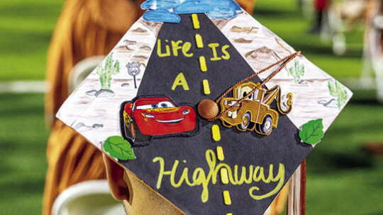 This graduate knows that life is a highway he plans to ride all night long.