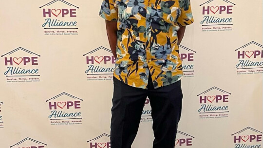 Survivor Marcus Reese poses during the “Allies of Hope Awards Dinner” May 20 at Kalahari Resorts in Round Rock. Courtesy Photo