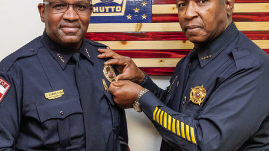 Hutto Police Chief Jeffrey Yarbrough with his father Clarence V. Yarbrough