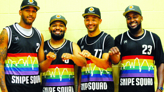 The 2023 Taylor Press 3-on-3 Basketball Tournament champions of the 18-and-older division are Snipe Squad Reloaded. Players are (from left) Gregory Whitaker, B.J. Tealer, Jon Warren and Cordez Maddox. See photos from the tournament on page 8. Photos by Larry Pelchat