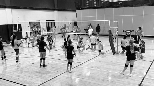 Hutto middle schoolers gather around for a drill on July 24 during the annual Lady Hippos youth volleyball camp. Photo courtesy of Jessica Martinez