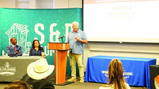 Sam Dowdy, Sr., owner of S&amp;D Plumbing talks about what craftsman means, and how the Craftsman College will be beneficial to students. Photos by Hunter Dworaczyk