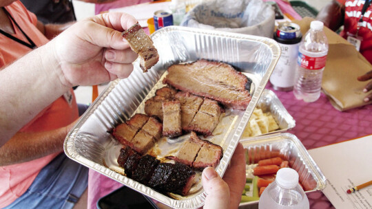 Judges received entries in anonymous aluminum trays. They rated submissions based on aroma, tenderness and taste.