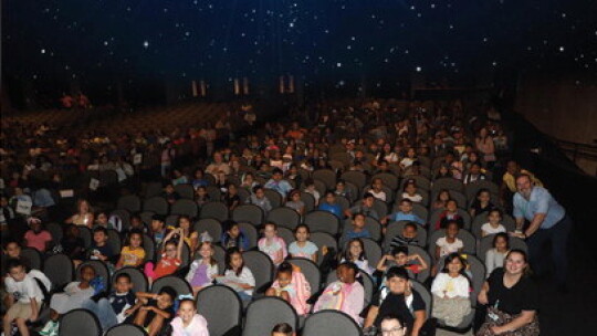 Main Street Elementary students and staff record a video that will be sent as a greeting to Captain Stephen Bowen in space. Photos courtesy of Taylor ISD.