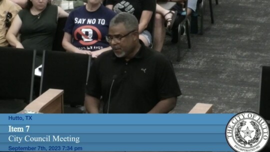 Terrence Owens talks about the image that the bananas on the dais at last week’s meeting portrayed, and calls for reform.   Source: City of Hutto